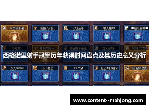 西格诺里射手冠军历年获得时间盘点及其历史意义分析