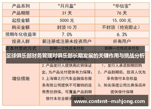 足球俱乐部财务管理对俱乐部长期发展的关键作用与挑战分析