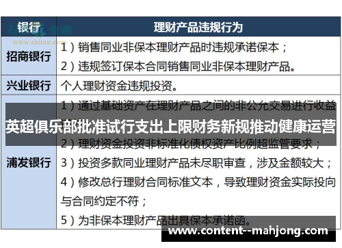 英超俱乐部批准试行支出上限财务新规推动健康运营